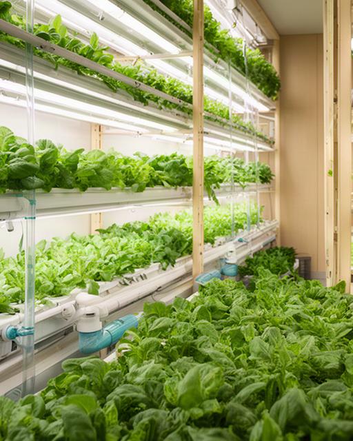 Estanterías de cultivo hidropónico con hojas verdes en una granja urbana de Alcorcón